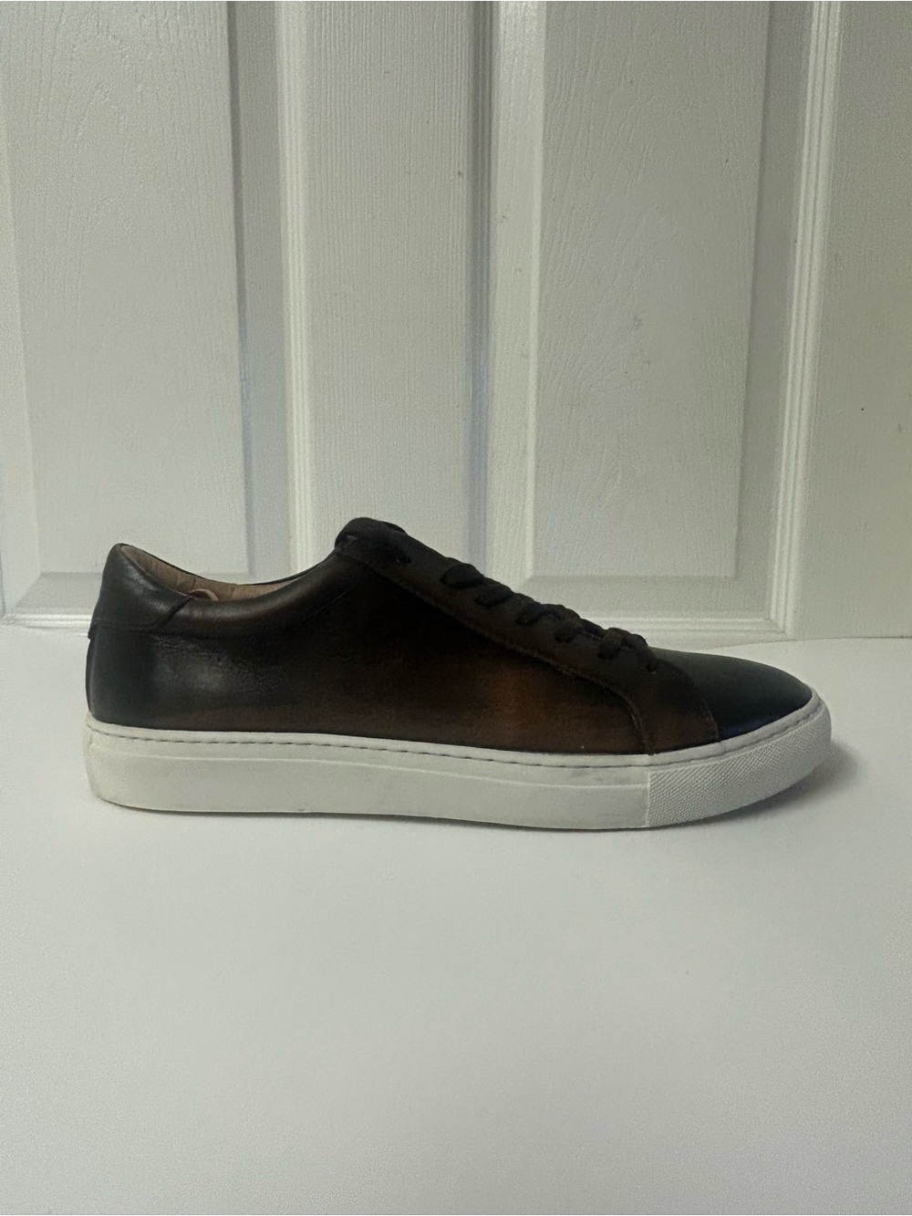 Suitsupply Brown Leather Low-Top Sneakers with White Soles - Picture 5 of 10